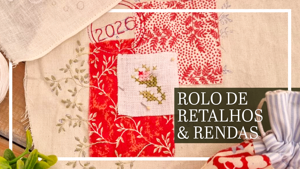 Kit bordado iniciante com aulas de bordado, patchwork e costura